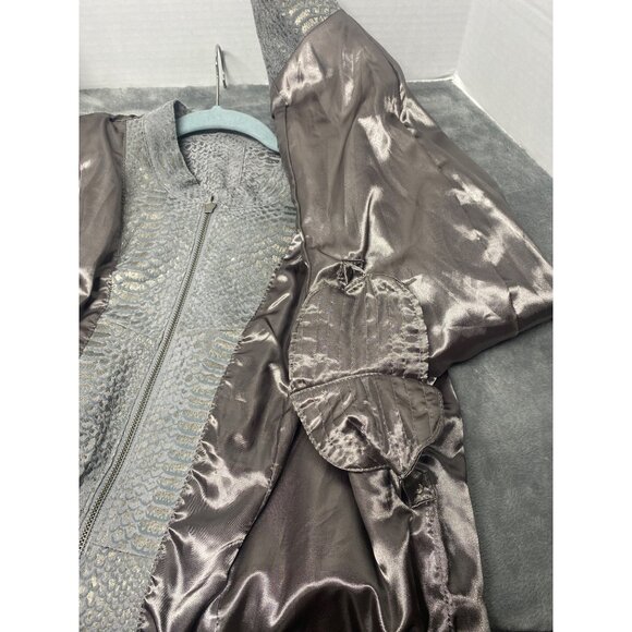 Pamela McCoy Leather Snakeskin print Gray Women’s Sz L shoulder pads - Picture 9 of 12